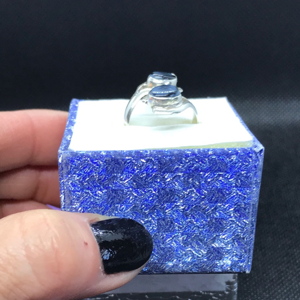 Double Black Stones Statement Ring - image 2